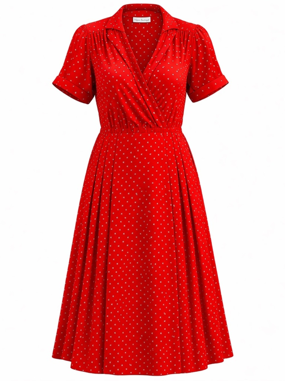 Nipon Boutique Silk Dress Vintage 90s Albert Nipon Red Pleated Midi Classic Med